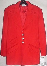 Mdp Mario De Pinto Wool Blazer Jacket Coat Size 10 Red Nwt