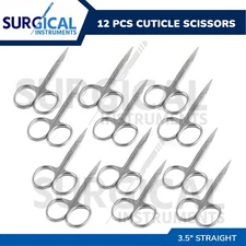 12 Pcs Cuticle Scissors ManiCure Pedicure Nail Sewing Embroidery 3.5" Straight