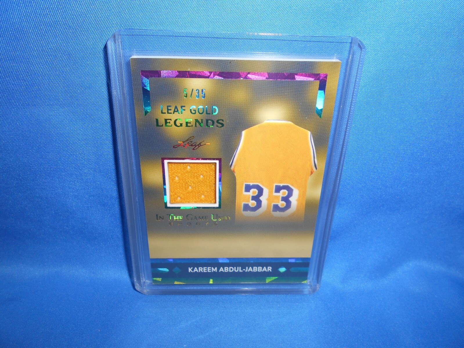 2024 LEAF IN THE GAME USED  KAREEM ABDUL JABBAR GOLD JERSEY 5/35 LAKERS