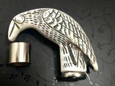 Antique Ladies Vintage Bone Raven Head Handle Designer For Walking Stick Cane