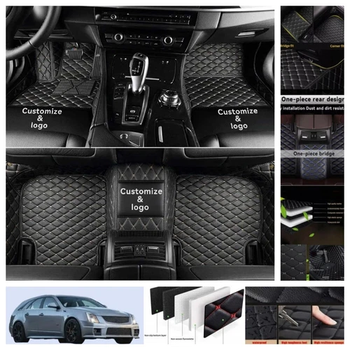 For Cadillac CTS Wagon 2010-2014 Car Floor Mats PU Leather Waterproof Carpets - Imagen 3 de 44