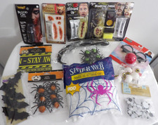 HUGE LOT HALLOWEEN MAKEUP ZOMBIE DEAD SCARS HORROR PARTY DECOR SPIDERS EYEBALL