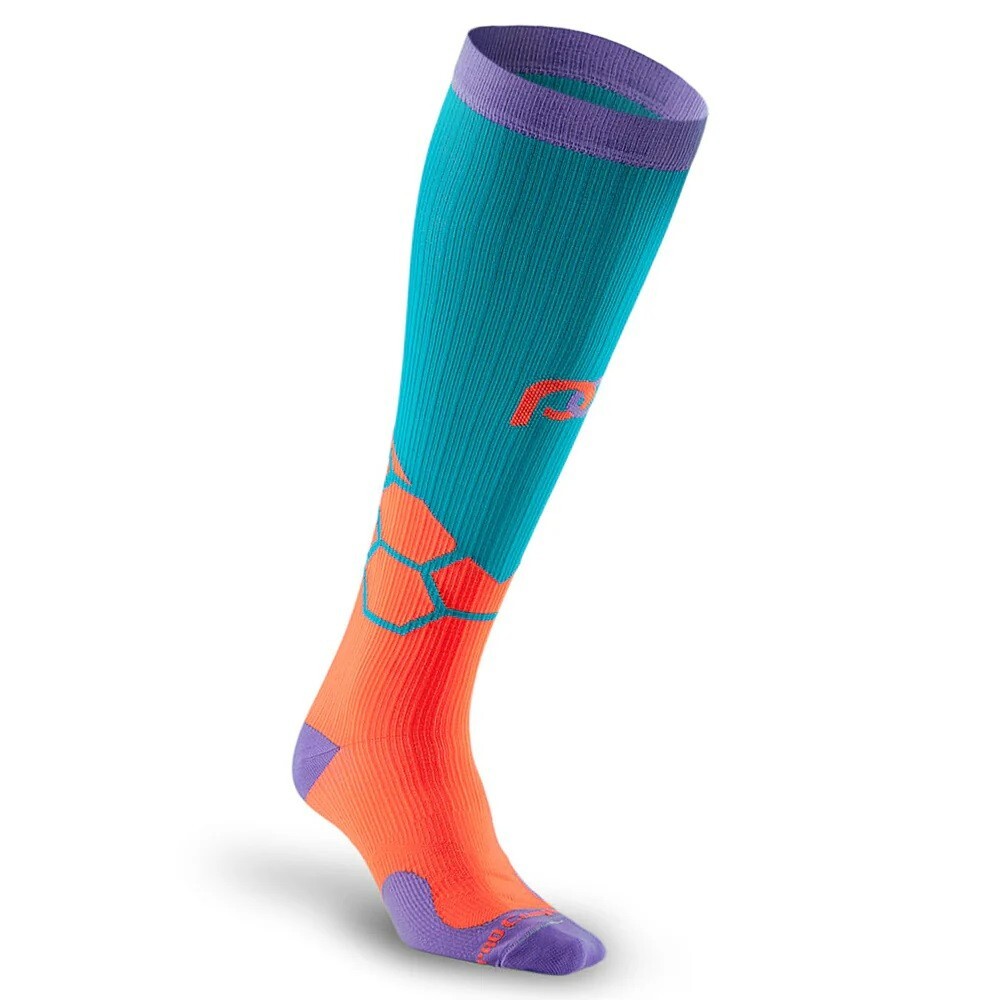 Compression Socks Marathon Orange Teal Lavender NWT S/M Women 8-10; Men 7-10-image