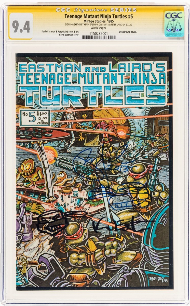 TMNT #5 CGC SS 9.4 SIGNED Eastman Peter Laird SKETCH Teenage