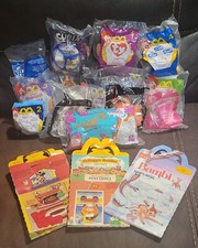 McDonald's/Burger King Happy Meal Toys 12 lot w/ 3 Happy Meal Cardboard Boxes