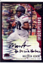 malcolm agnew rc draft auto autograph southern illinois siu college inscribed 25