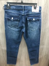 True Religion Geno Flap Relaxed Slim Jeans Men's Size 34 Dark Shivering $159 NWT