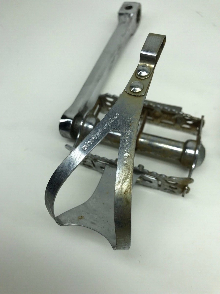 Pédalier Ancien Vélo - 2 Plateaux, Cale-pieds Christophe, Pédales WECO 491