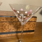 Martini Glasses Pampered Chef Pink White Polka Dot Retired #2294 Set Of  2 — photo 3