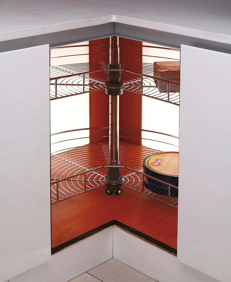 Kit de herrajes para gabinete en forma de riñón Lazy Susan doble estante, tocadiscos y husillo Foto 3 de 3