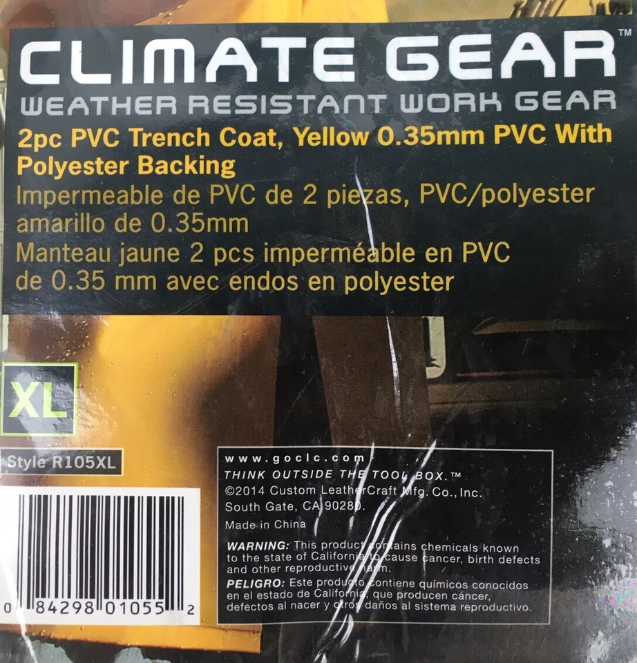 Chaqueta de lluvia CLC CLIMATE GEAR WORK GEAR con capucha amarilla recubierta de PVC XL Foto 4 de 4