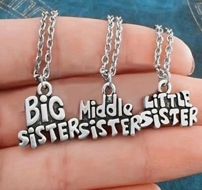 Big Sis Middle Sis Little Sis Necklace Grace Crystal Heart