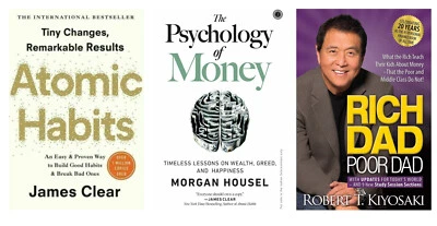 Rich Dad Poor Dad, The Psychology of Money, Atomic Habits 3 Books Collection UK