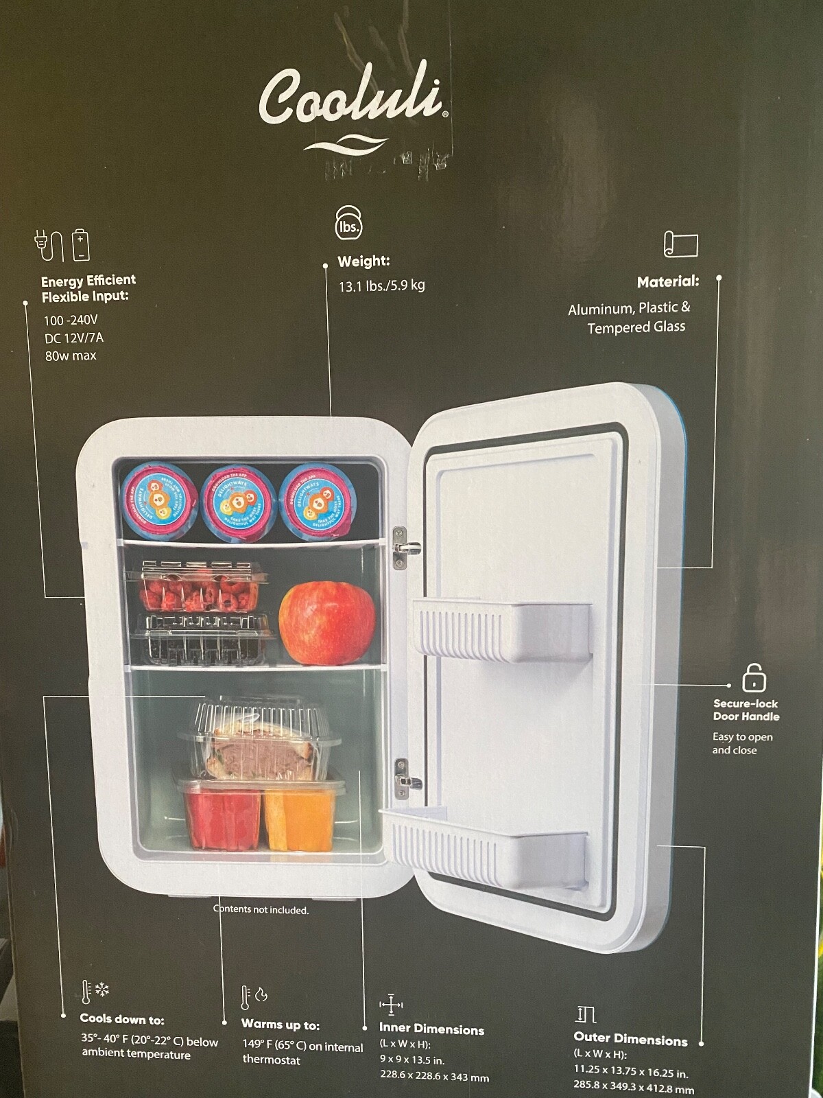 Cooluli 20L Mini Fridge For Bedroom Car Office Desk & College Dorm