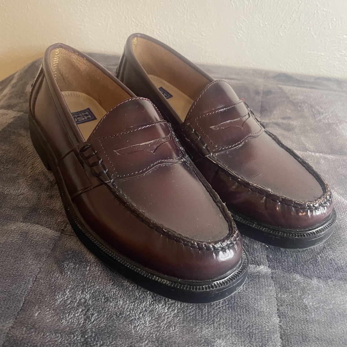 Nunn Bush Slip On Penny Loafers Dress Shoes Burgundy Men display picture 1