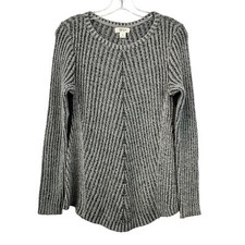 Style  Co Women  s Round Neck Pullover Knit Sweater Long Sleeve Gray/Black M