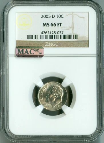 2005 D NGC MS66 FT MAC PQ Roosevelt Dime, 2ND FINEST REGISTRY, Spotless, Rare!