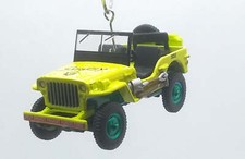 Christmas Ornament For 1942 Willys Mb Jeep Neon Yellowgreen Rims Ltd Ed
