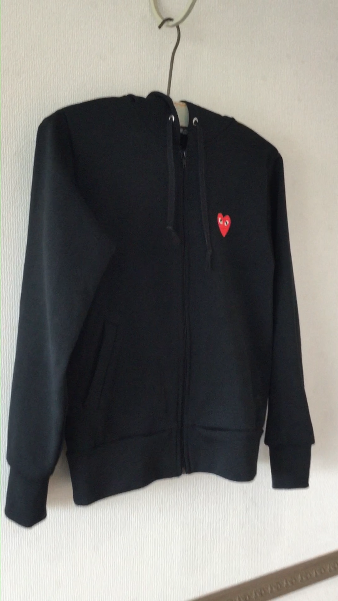 COMME des GARÇONS HOMME① PLAY Comme des Garcons Black Full Zip Heart Hoodie AZ-T171 Women L