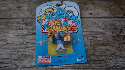 1995 Vintage Schleich Irwin Peyo The Smurfs Schlumpf mit Geschenk OVP Deadstock