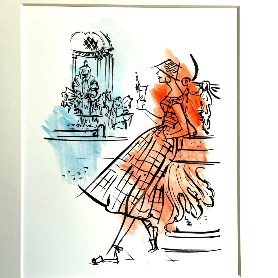 FASHION ART PRINT;GALLERY WALL ; 1950's; A4 MOUNTED;"ROME";EXCLUSIVE;CAREFREE - Image 2 of 4