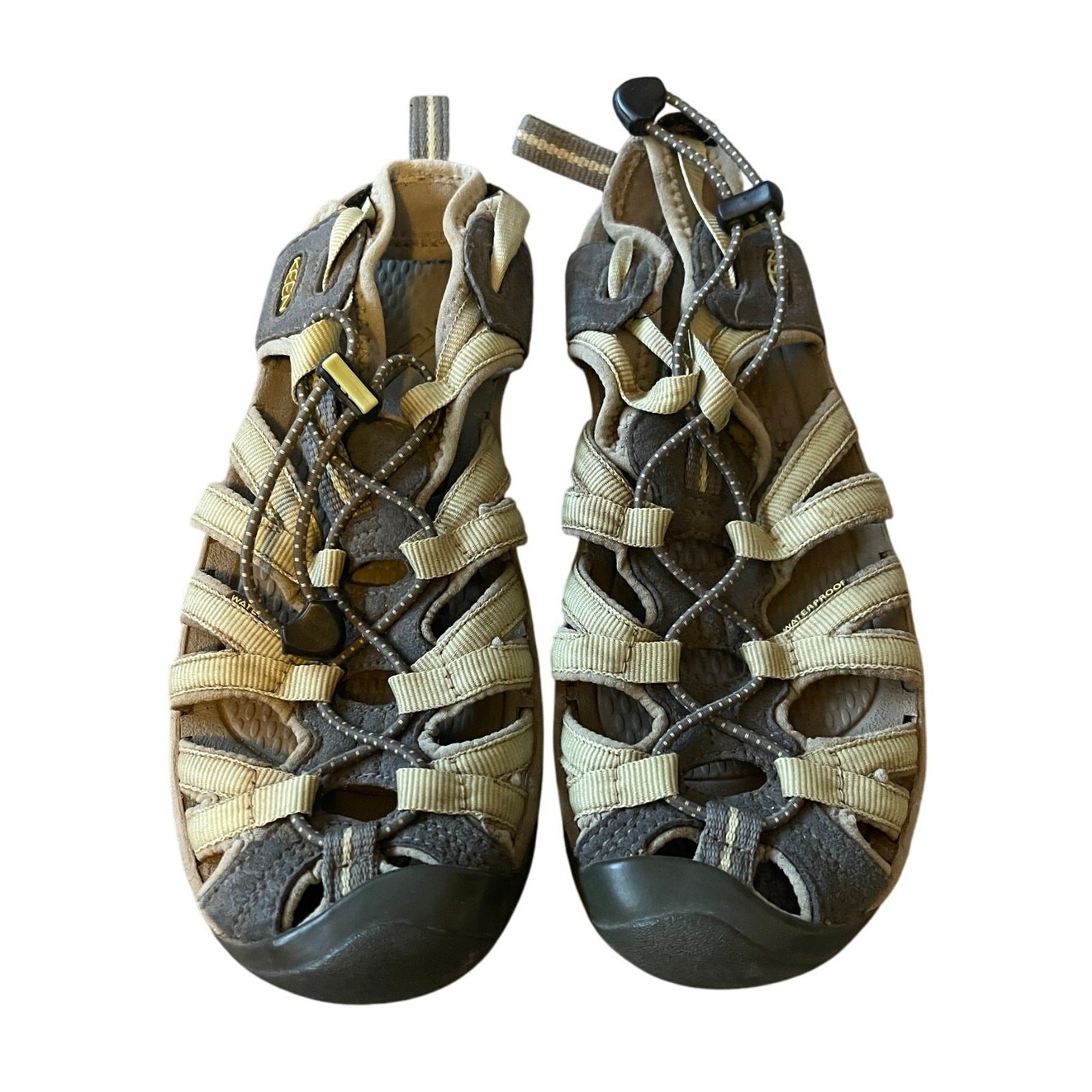 Keen Donna 7.5 Whisper Sandali da Escursionismo Campeggio Outdoor Scarpe da Acqua Grigio Giallo