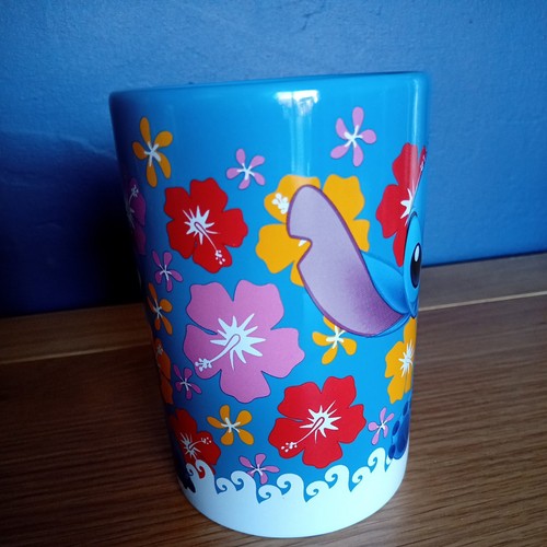 Lilo & Stitch Large Mug Disney Store Exclusive Blue Floral Ceramic Cup Mug - Picture 2 of 5