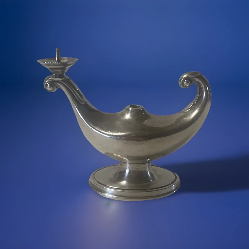 ANTIGUA LÁMPARA ALADDIN PLATA ESTERLINA ENCENDEDOR DE MESA Birmingham 1928 Foto 2 de 4