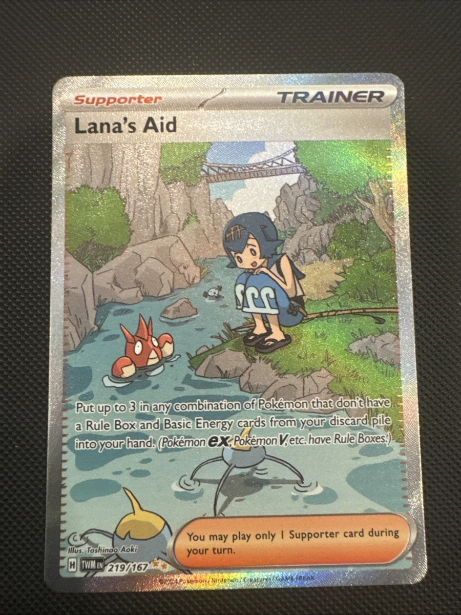 lana's aid pokemon card value Most Valuable Cards From TCG: Twilight Masquerade Lana 2019 Pokemon Cosmic Eclipse Full Art Ultra Rare #231 PSA Authenticated 9 Card to your vault Lana's Aid - Twilight Masquerade