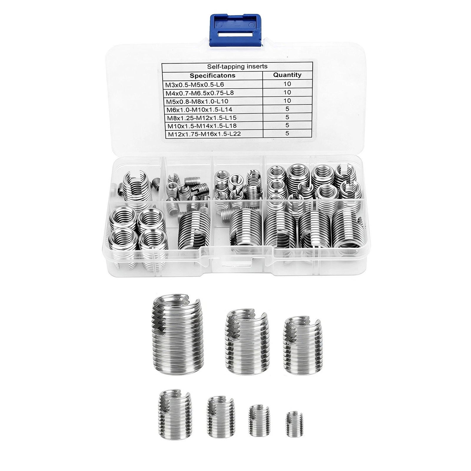 M3-M16 Self-Tapping Thread Repair Kit 50pcs Stainless Steel For Automotive Use