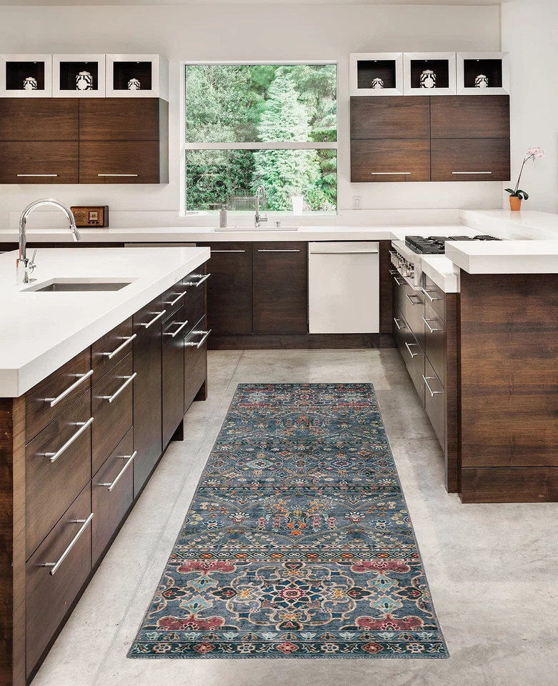 Linon Home Decor Products The Anywhere Machine Washable Jasper Teal & Ivory 2... - Image 4 of 4