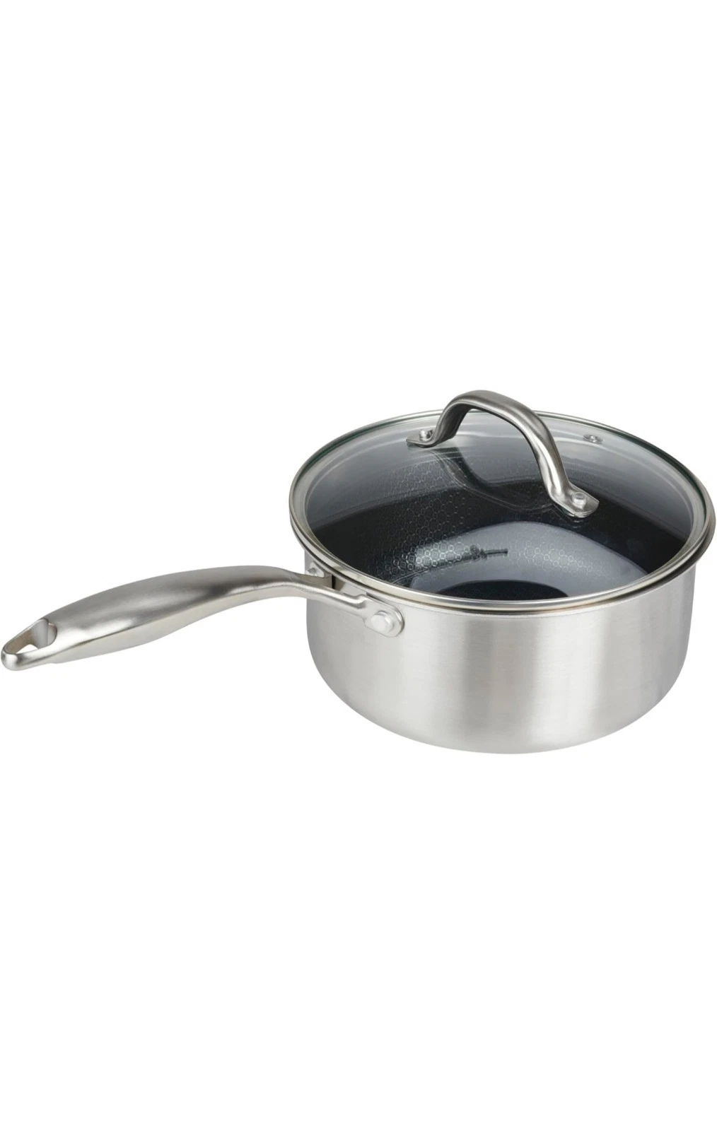Servappétit 3QT Hex Lined Sauce Pan Stainless Steel with Glass Lid