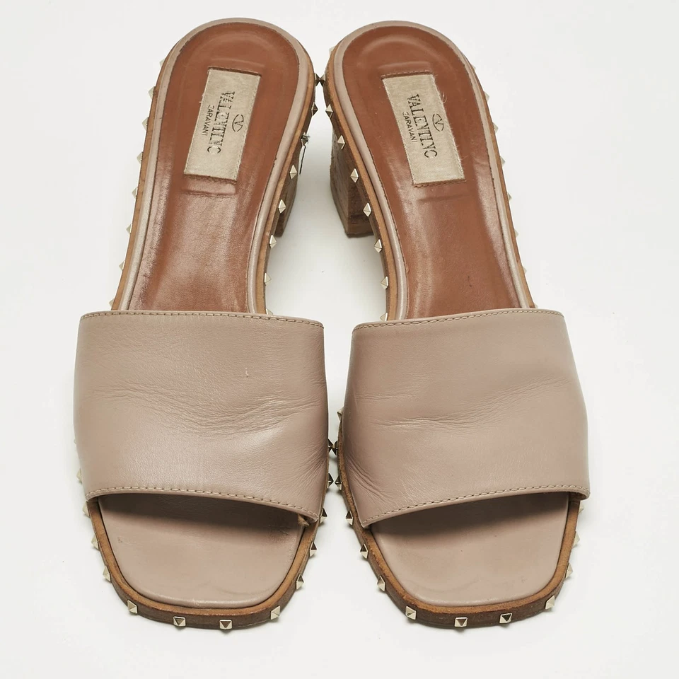 Sandalias Rockstud de cuero beige Valentino talla 38 Foto 3 de 4