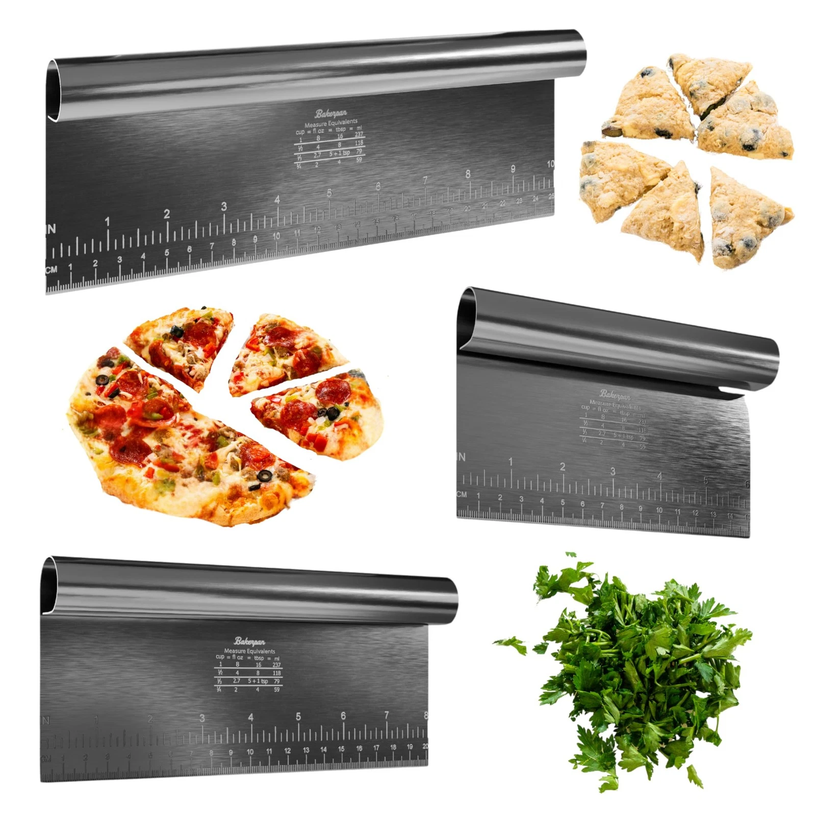 Stainless Steel Heavy Duty Dough Cutter, 3 Size Set - Metal Bench Scraper Kit...
Opens in a new wind