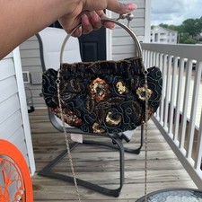 Vintage beaded sequin mini boho clutch purse bag