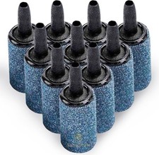SunGrow 10-Pack Air Stone Bubble Cylinder for Aquarium Pump, Small, Blue