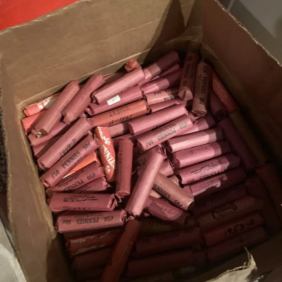 Moneda de plata de 1 oz probabilidades de caza 1 en 10 con un rollo de 50 centavos de trigo 1909-1958 Foto 4 de 4