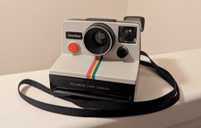 Vintage Polaroid OneStep Land Camera Rainbow Stripe SX-70 Instant w/ Strap