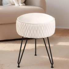 Velvet Vanity Stool Footrests, Round Ottoman Vanity Chairs with Anti-Slip Fee...