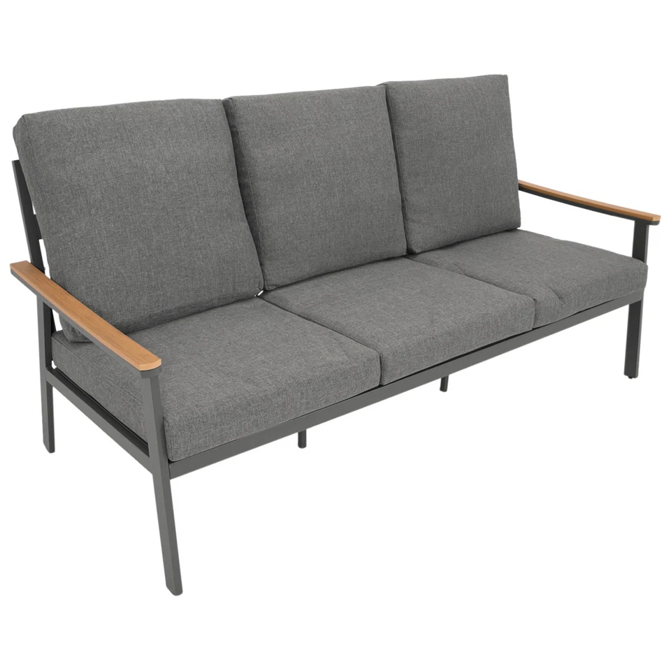 Loungeset Lounge Sitzgruppe CALGARY 4-teilig Aluminium grau Kunstholz wetterfest - Bild 2 von 4