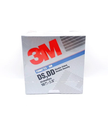 3M DS DD 3.5" Diskettes Formatted IBM Double Sided/Density New/Sealed Box of 10