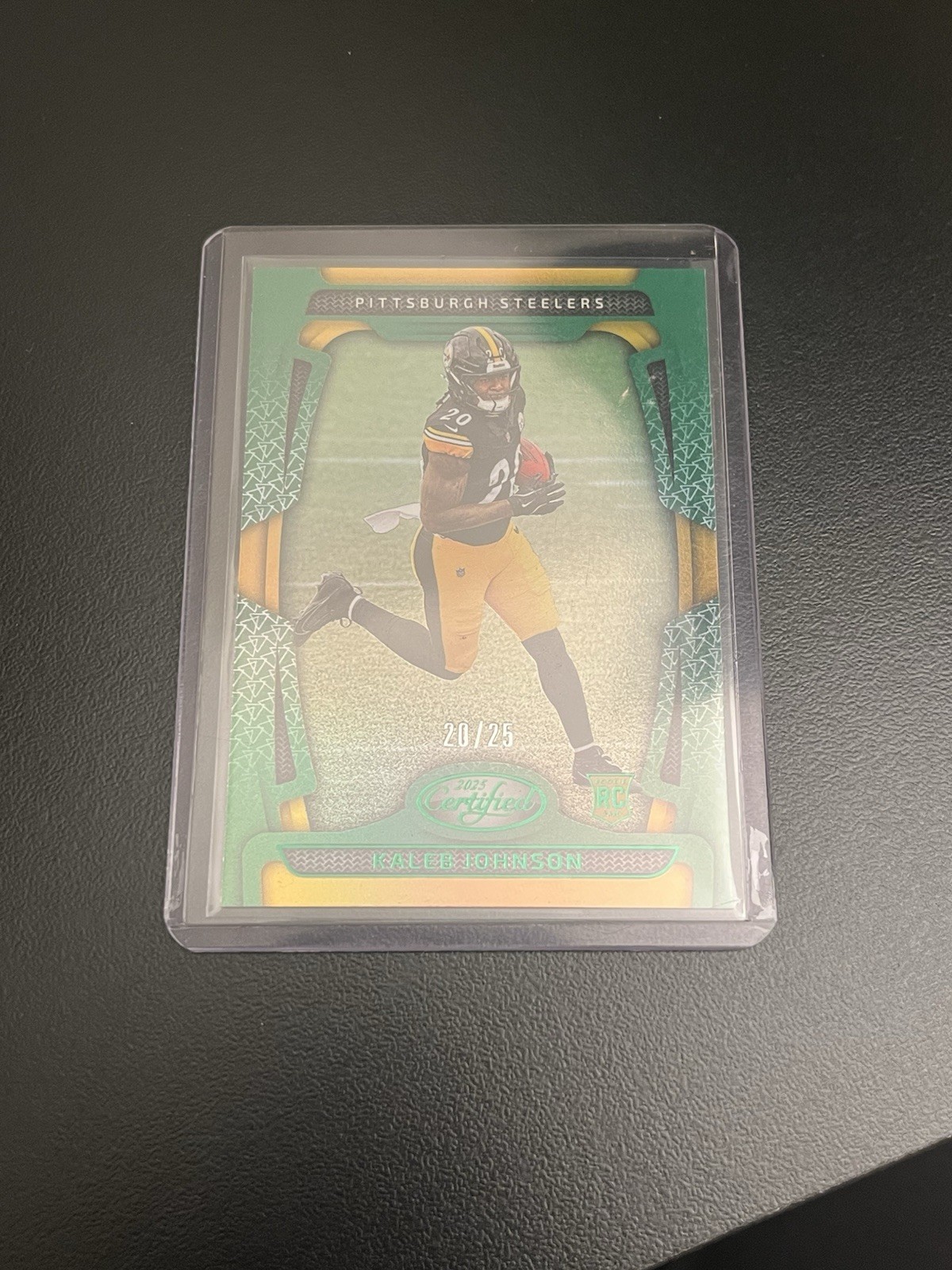 2025 Panini Certified Rookie Kaleb Johnson #142 Mirror Green Jersey Match #20/25