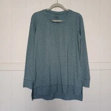 Patagonia Shirt Glorya Long Sleeve Side Slit Women's Medium Green Heather 42115