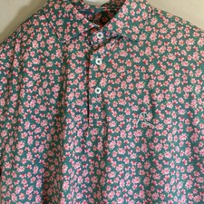 Rhoback The Azalea Golf Polo Shirt Green Pink Performance Masters Men Small