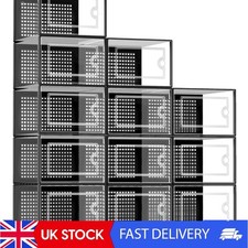 Durable Clear Plastic Shoe Organizers for UK Size 12 - 12-Pack Dust-Free Design