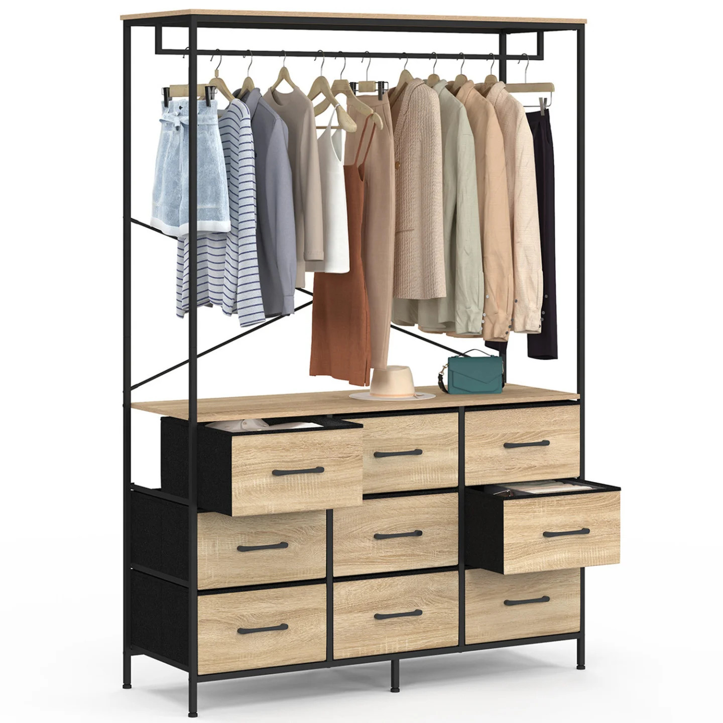 Dressing penderie bois et noir UTAH pour ranger tous vos vêtements