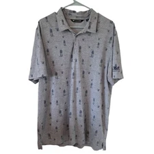 Travis Mathew Mens Havana Nights Pineapple Print Polo Shirt Size XL Gray 