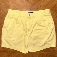 Vintage Polo Ralph Lauren Shorts Mens 38 Yellow Andrew Chino Pleated Preppy