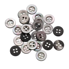 25 Pcs Natural Shell Button, 4 Hole 10mm Mother of Pearl Button, Colorful Black
