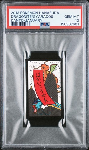 2013 POKEMON HANAFUDA KANTO JANUARY DRAGONITE/GYARADOS PSA 10